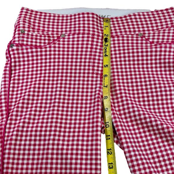Nygard Luxe Slims Capri Size M 10-12 Pink White Gingham Check Stretch Fun Pants - Picture 11 of 11